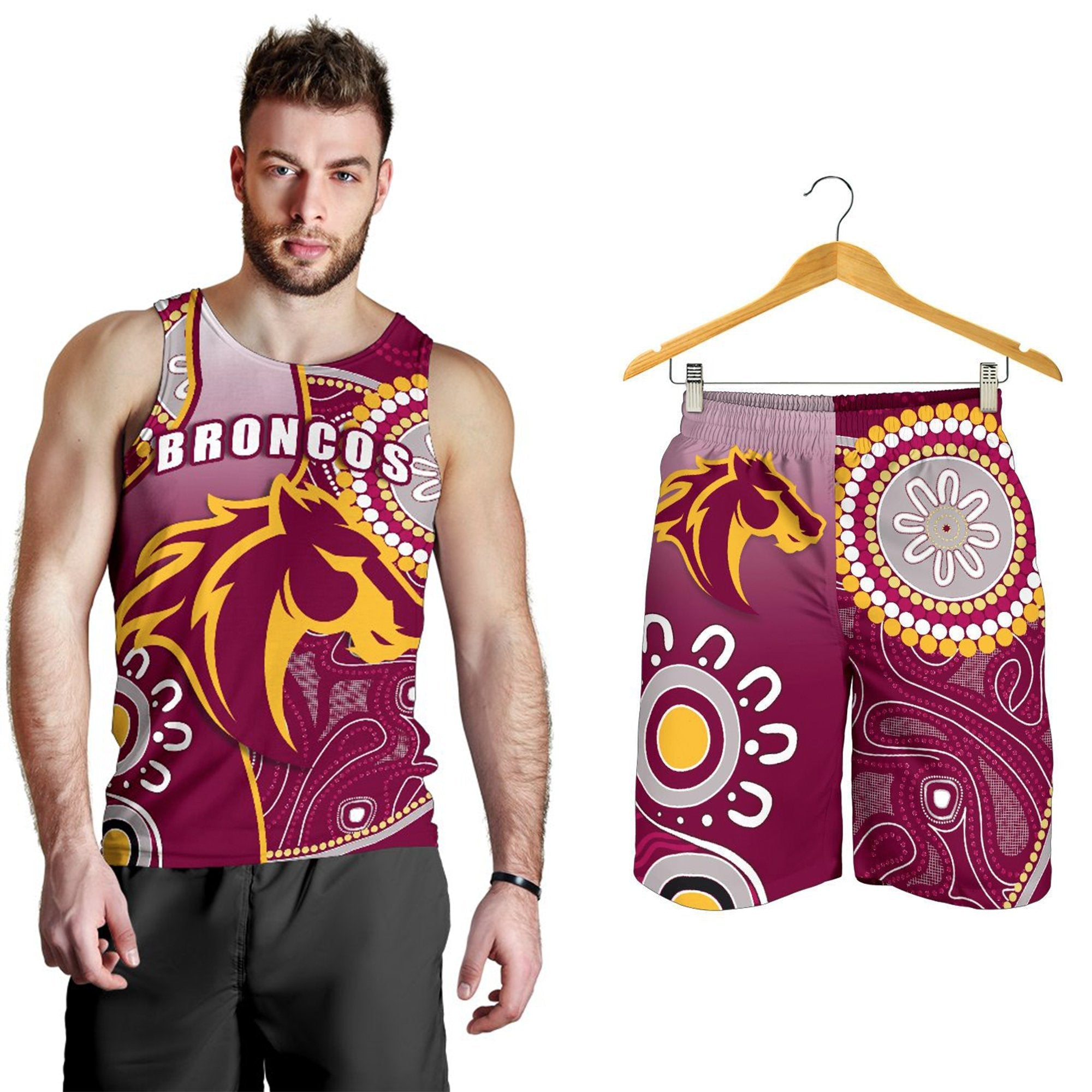 combo-men-tank-top-and-men-short-broncos-indigenous-brisbane-strong