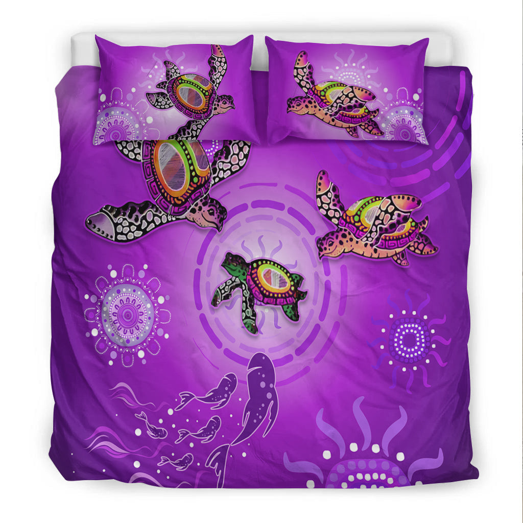 australian-aboriginal-bedding-set-happy-turtle-family-version-purple