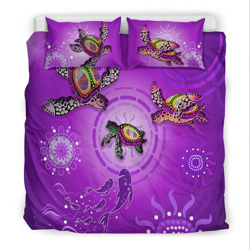 australian-aboriginal-bedding-set-happy-turtle-family-version-purple