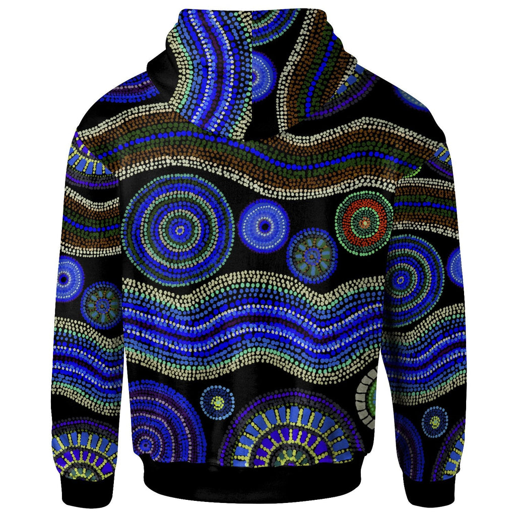 hoodie-aboriginal-dot-unique-style-blue