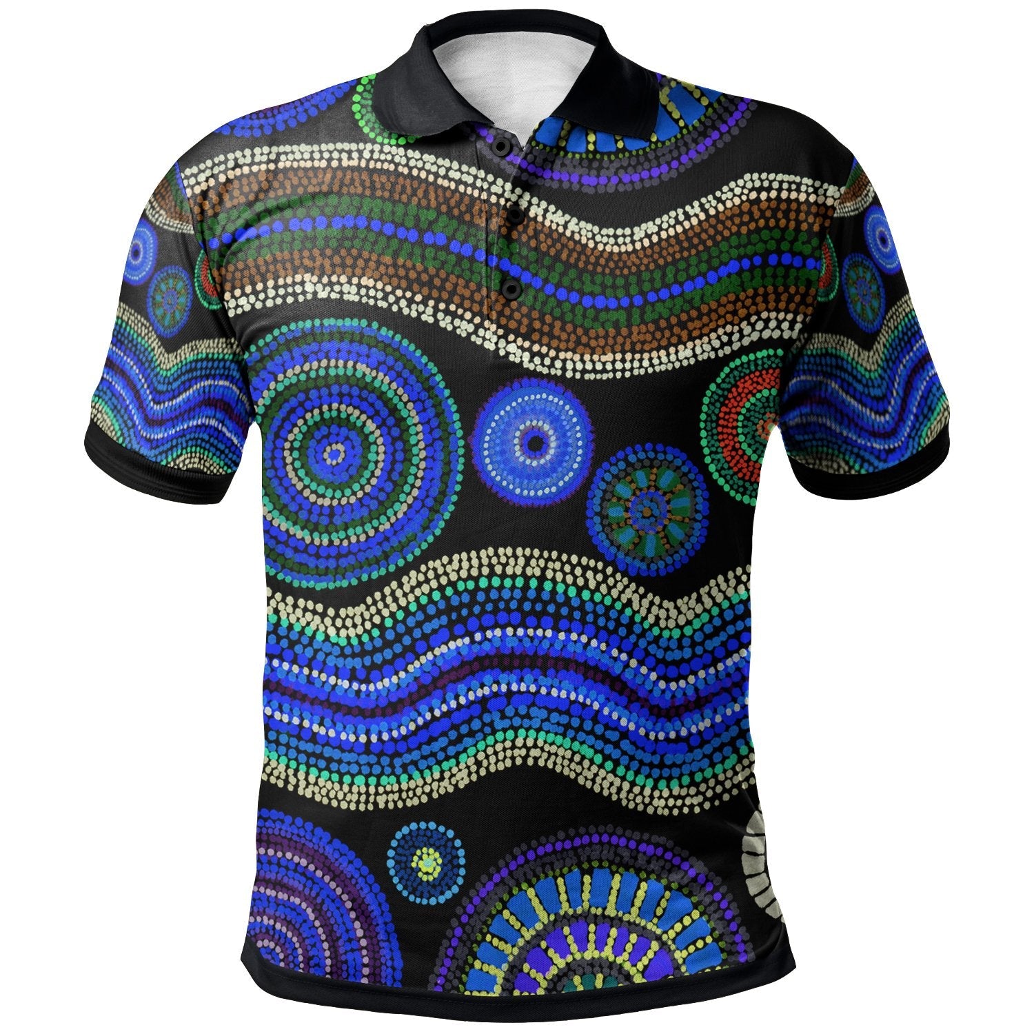 polo-aboriginal-dot-unique-style-blue