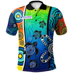 [Port Augusta] Australia Aboriginal Inspired Polo Shirt - Boomerang With Dot Painting