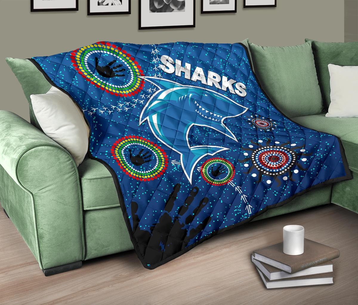 naidoc-sharks-premium-quilt-cronulla-aboriginal-style