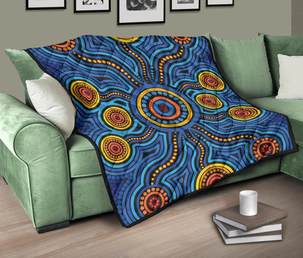 aboriginal-premium-quilt-aboriginal-flower-blue-dot-painting-art