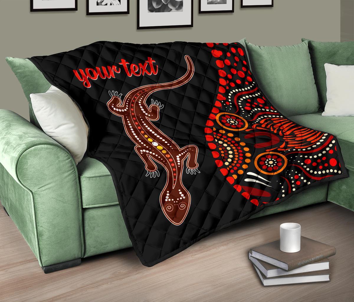 aboriginal-personalised-premium-quilt-aboriginal-lizard-with-dot-painting-pattern