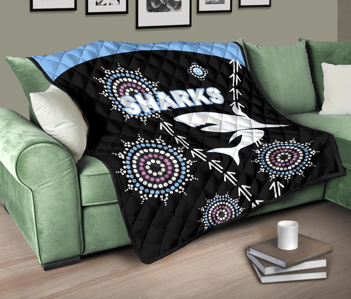 cronulla-premium-quilt-sharks-simple-indigenous-black