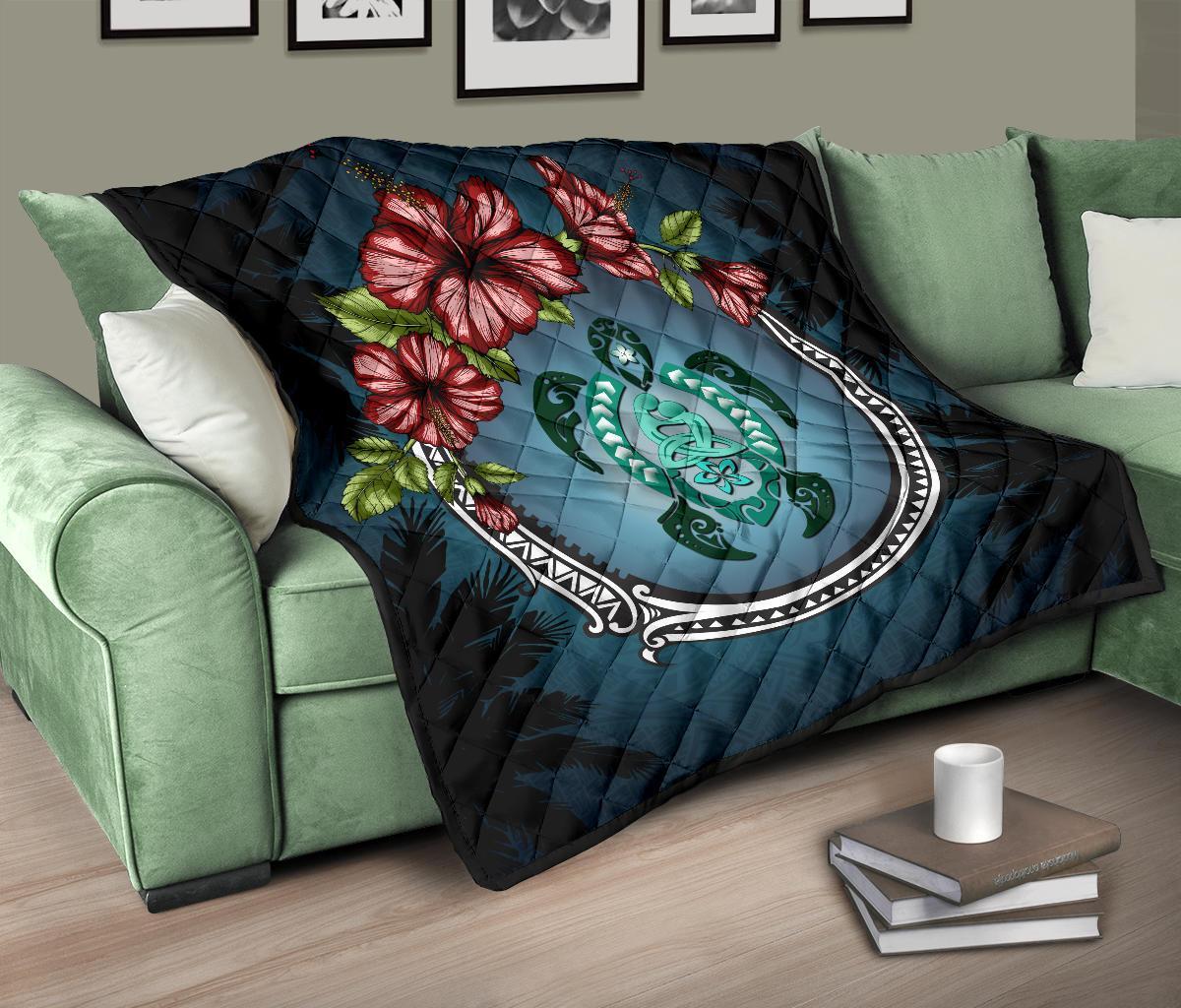 new-zealand-premium-quilt-polynesian-ohana-turtle-hibiscus-mother-son