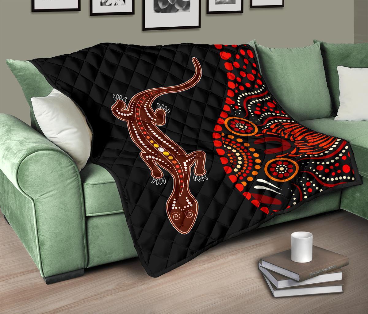aboriginal-premium-quilt-aboriginal-lizard-with-dot-painting-pattern
