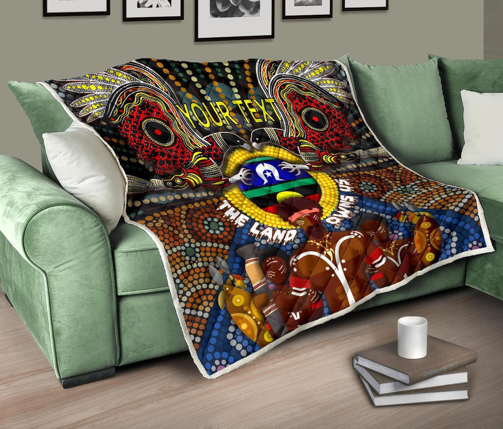 custom-text-the-land-owns-us-premium-quilt