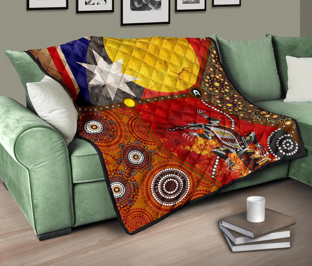 premium-quilt-aboriginal-dot-painting-flags-crocodile