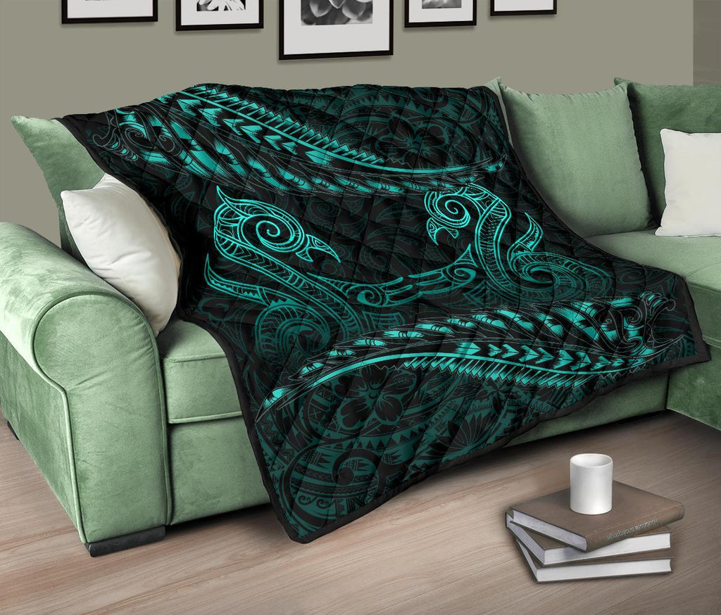 aotearoa-premium-quilt-turquoise-maori-manaia-with-silver-fern