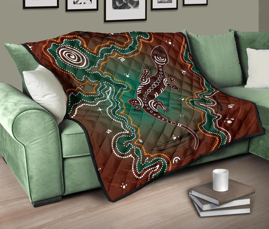 aboriginal-premium-quilt-australia-lizard-brown-dot-painting-art
