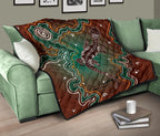 aboriginal-premium-quilt-australia-lizard-brown-dot-painting-art