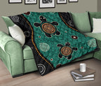 aboriginal-premium-quilt-australia-green-turtle-dot-painting-art