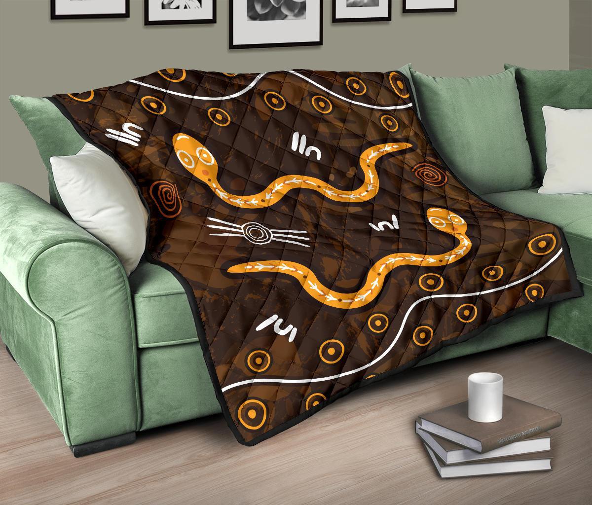 aboriginal-premium-quilt-indigenous-snake-hand-brown-color-1