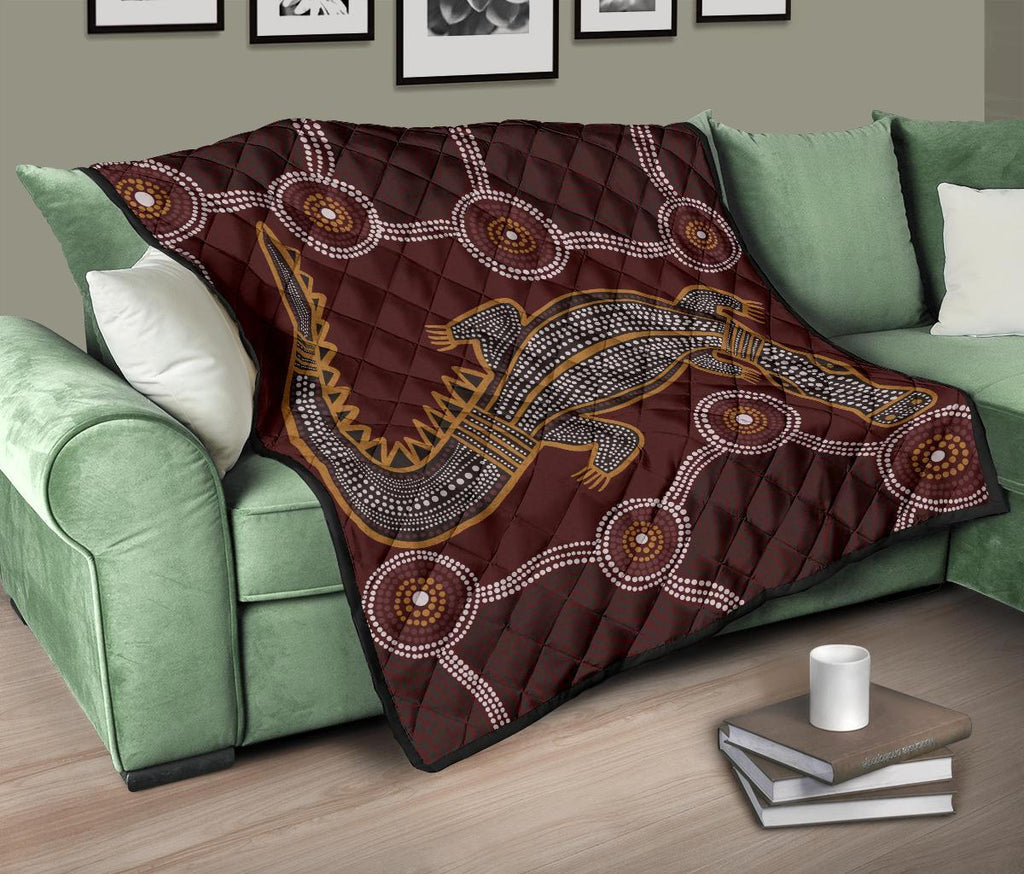 aboriginal-premium-quilt-indigenous-crocodile-brown-color