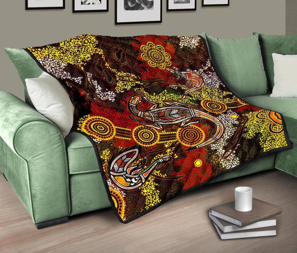 aboriginal-premium-quilt-kangaroo-and-lizard-dot-painting-art
