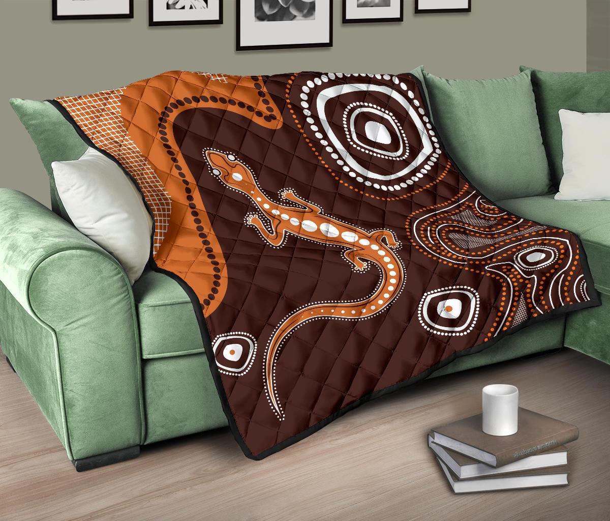 aboriginal-premium-quilt-australia-orange-lizard-aboriginal-art-1