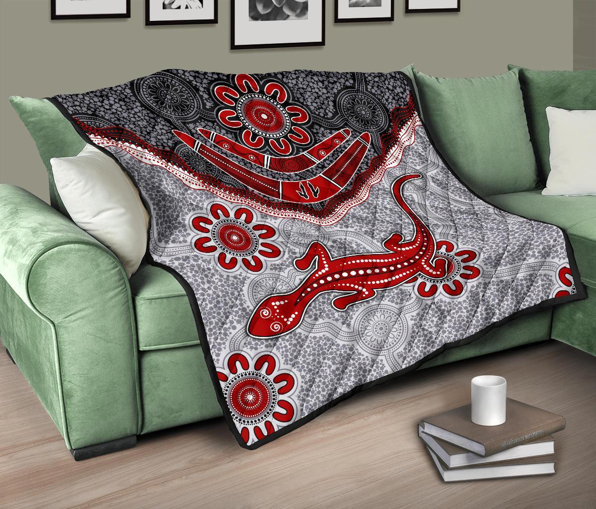 aboriginal-premium-quilt-indigenous-boomerang-and-lizard-art