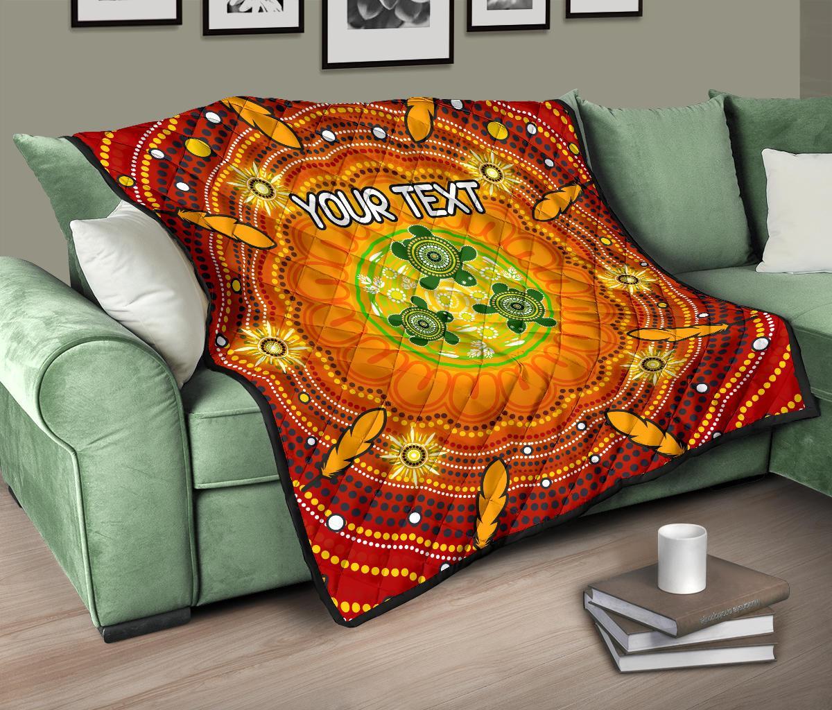 custom-text-aboriginal-premium-quilt-turtle-circle-dot-painting-art