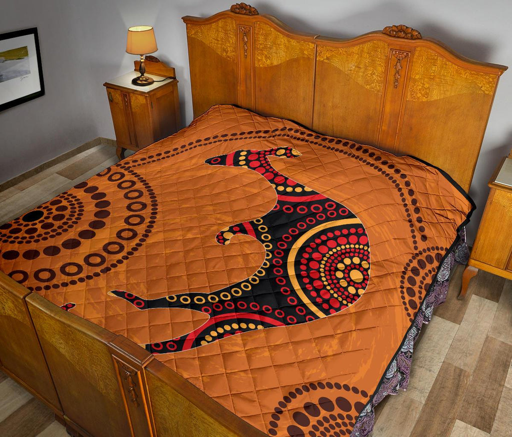 aboriginal-premium-quilt-australia-kangaroo-orange-dot-painting-art