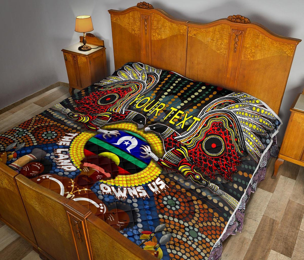 custom-text-the-land-owns-us-premium-quilt