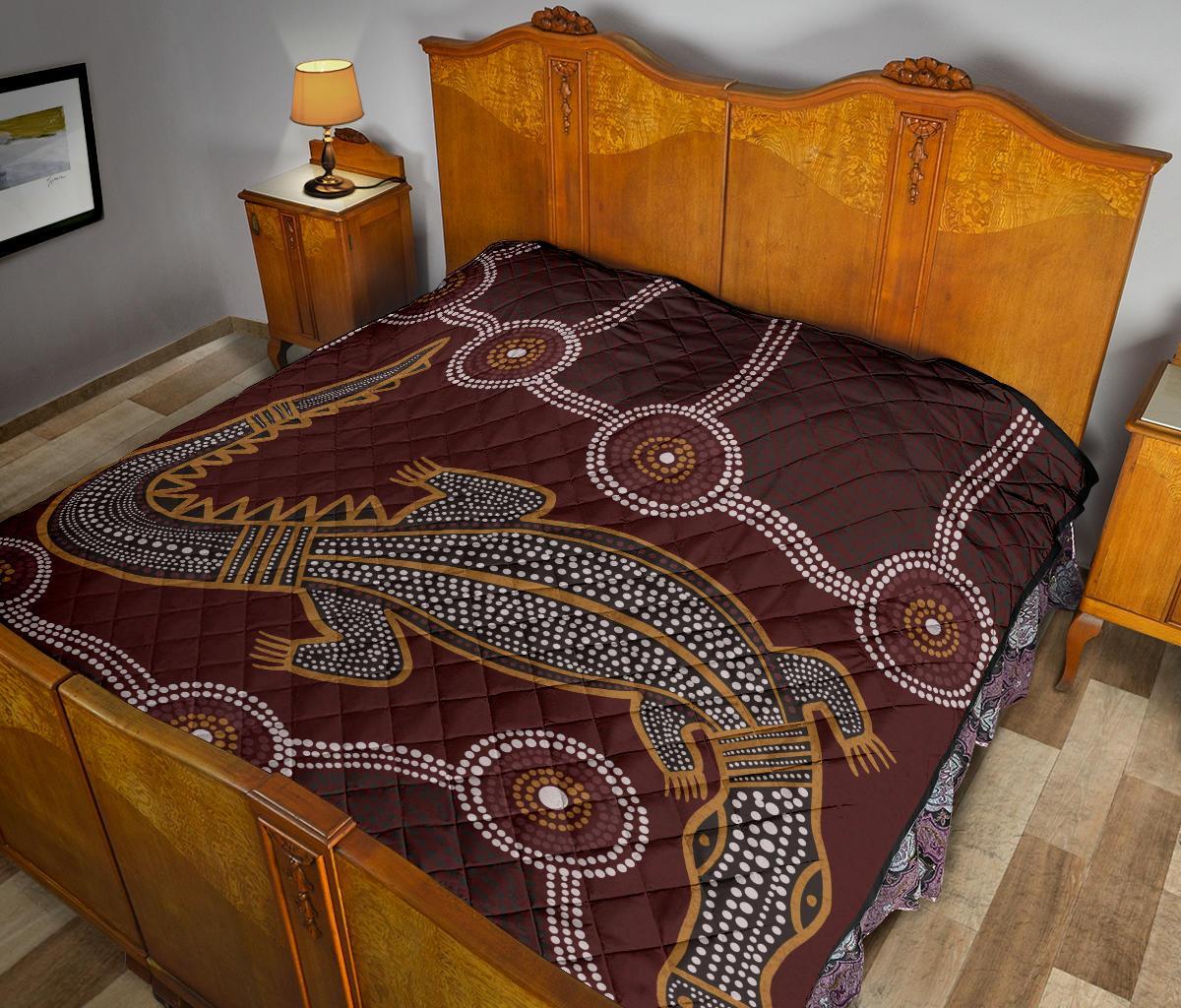 aboriginal-premium-quilt-indigenous-crocodile-brown-color