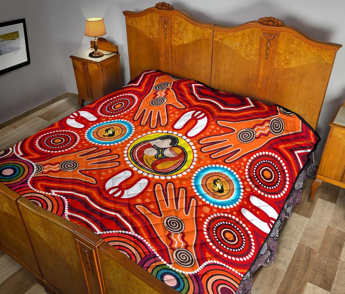 quilts-aboriginal-family-with-dot-painting-art