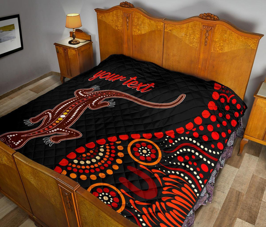aboriginal-personalised-premium-quilt-aboriginal-lizard-with-dot-painting-pattern