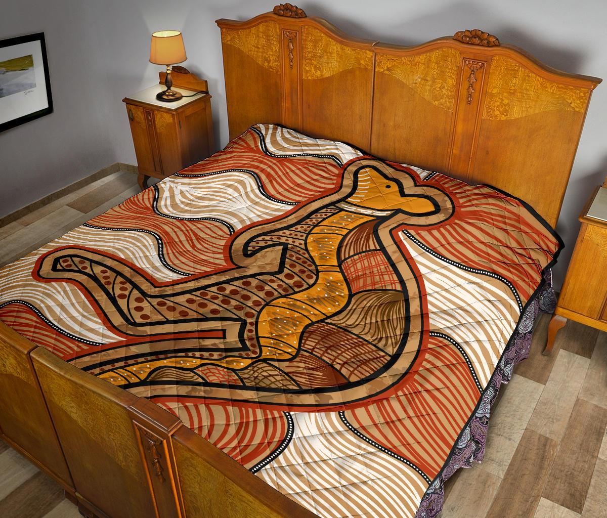 aboriginal-premium-quilt-indigenous-kangaroo-vintage-stye