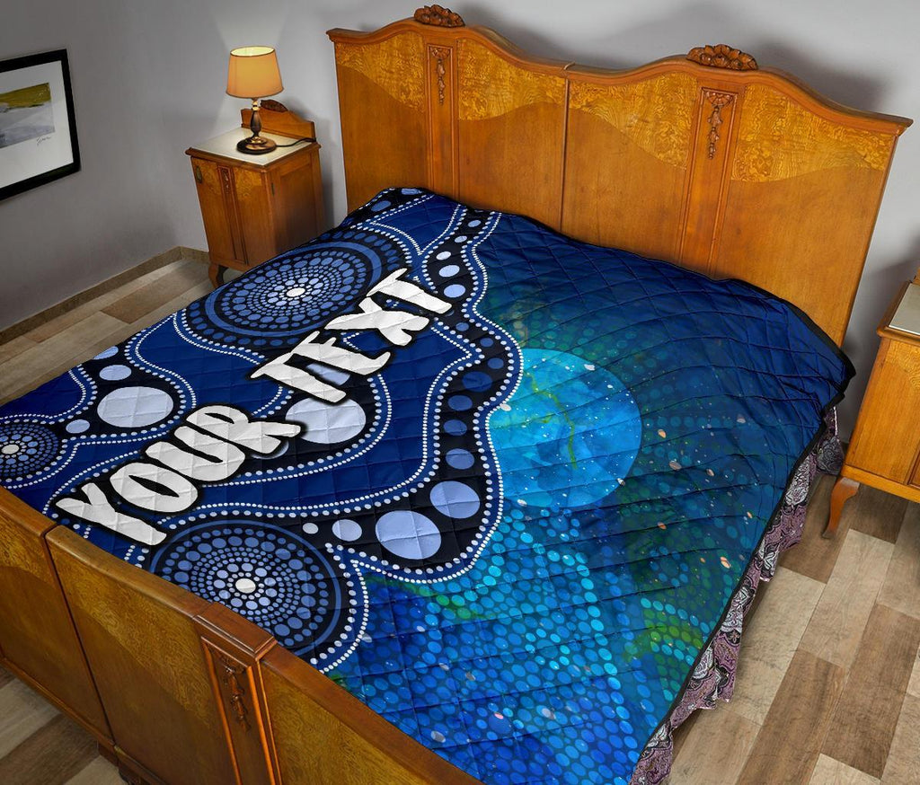 custom-text-aboriginal-premium-quilt-australia-indigenous-flag-circle-dot-painting-art-blue