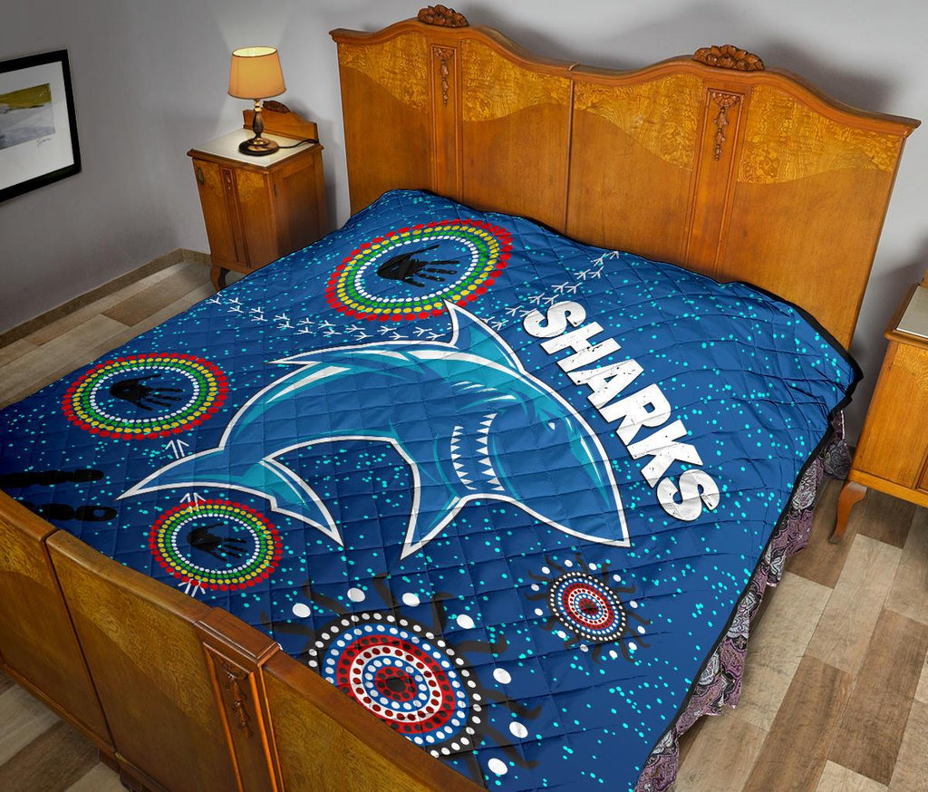 naidoc-sharks-premium-quilt-cronulla-aboriginal-style