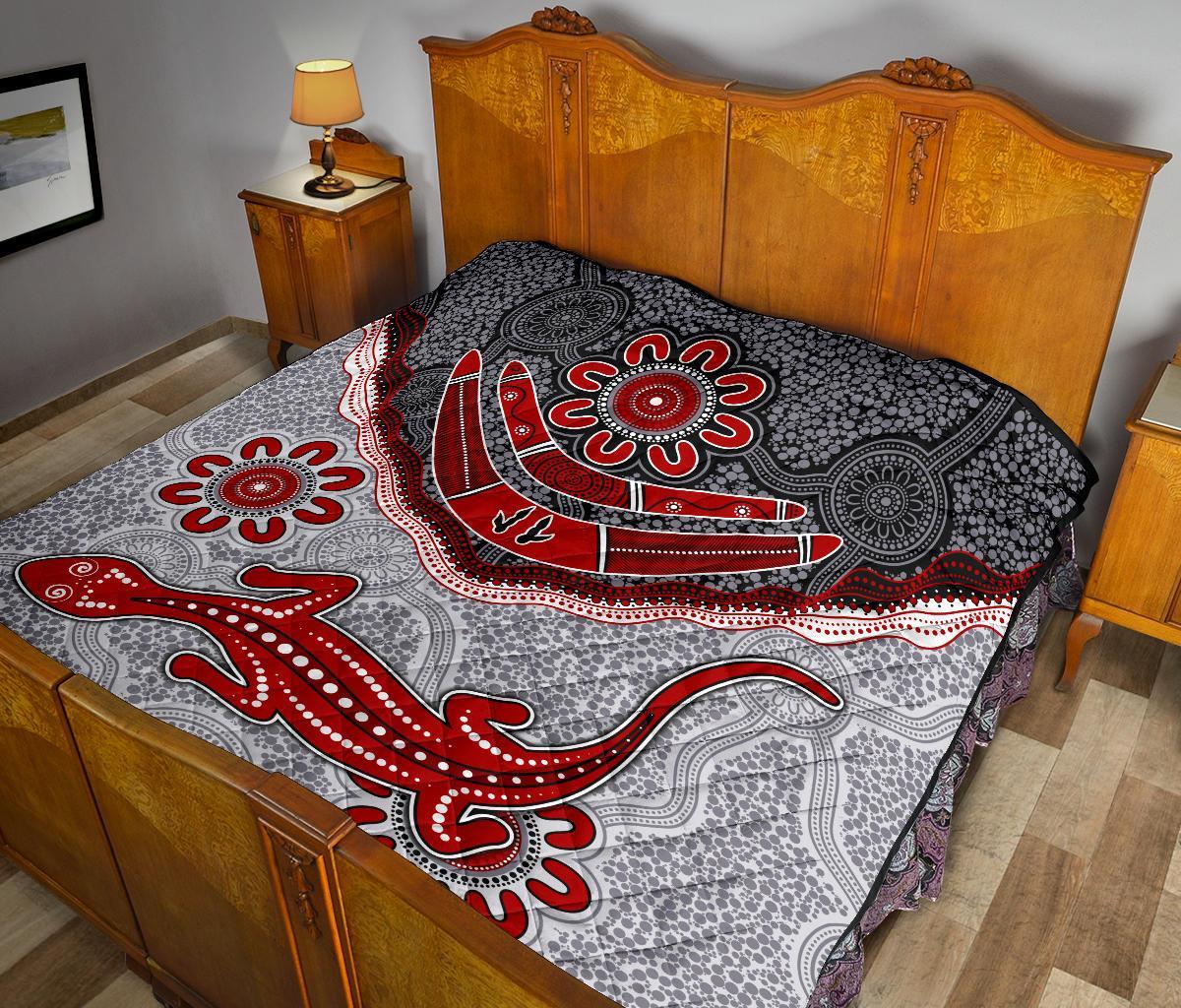 aboriginal-premium-quilt-indigenous-boomerang-and-lizard-art