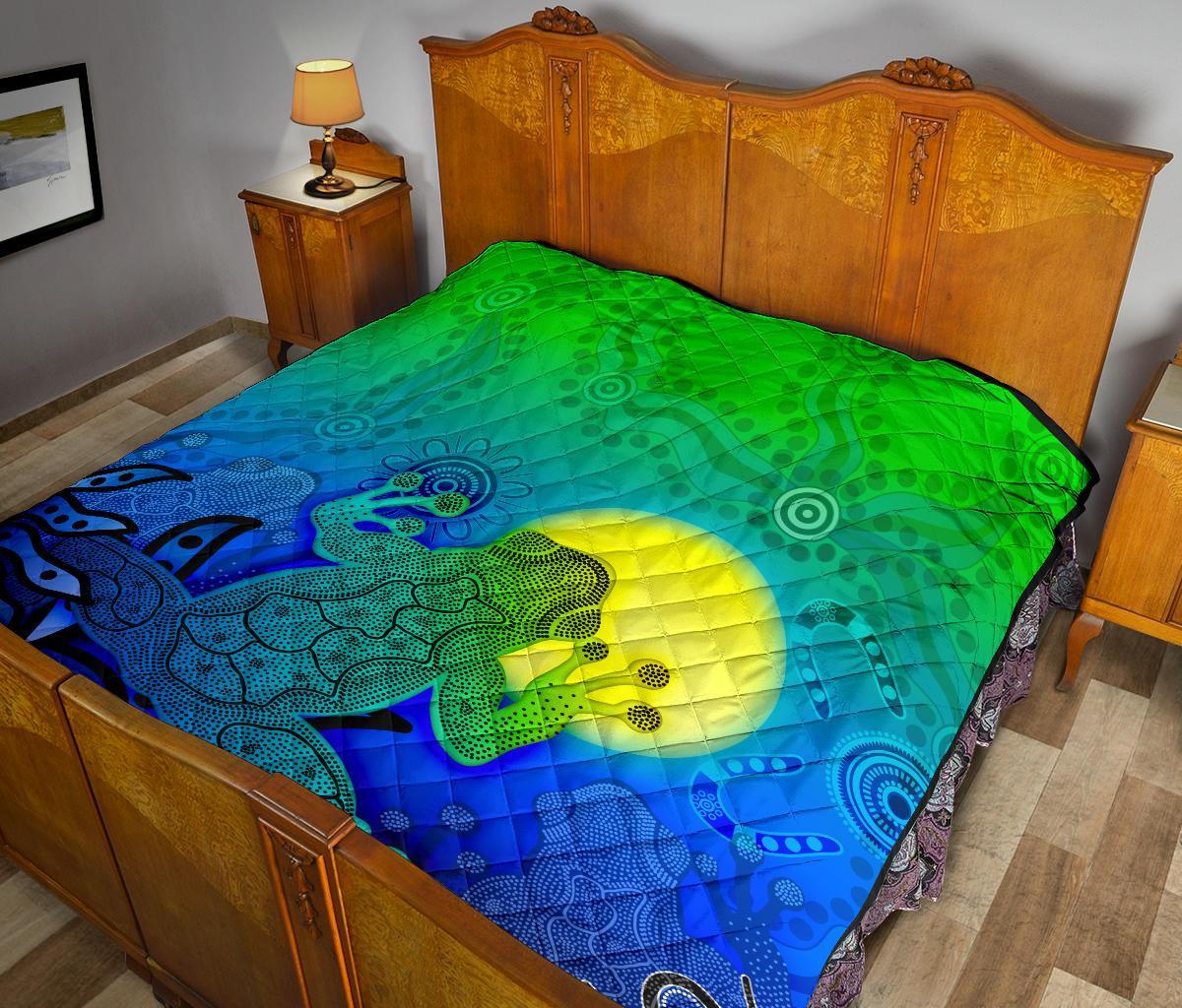 aboriginal-premium-quilt-indigenous-frog-blue