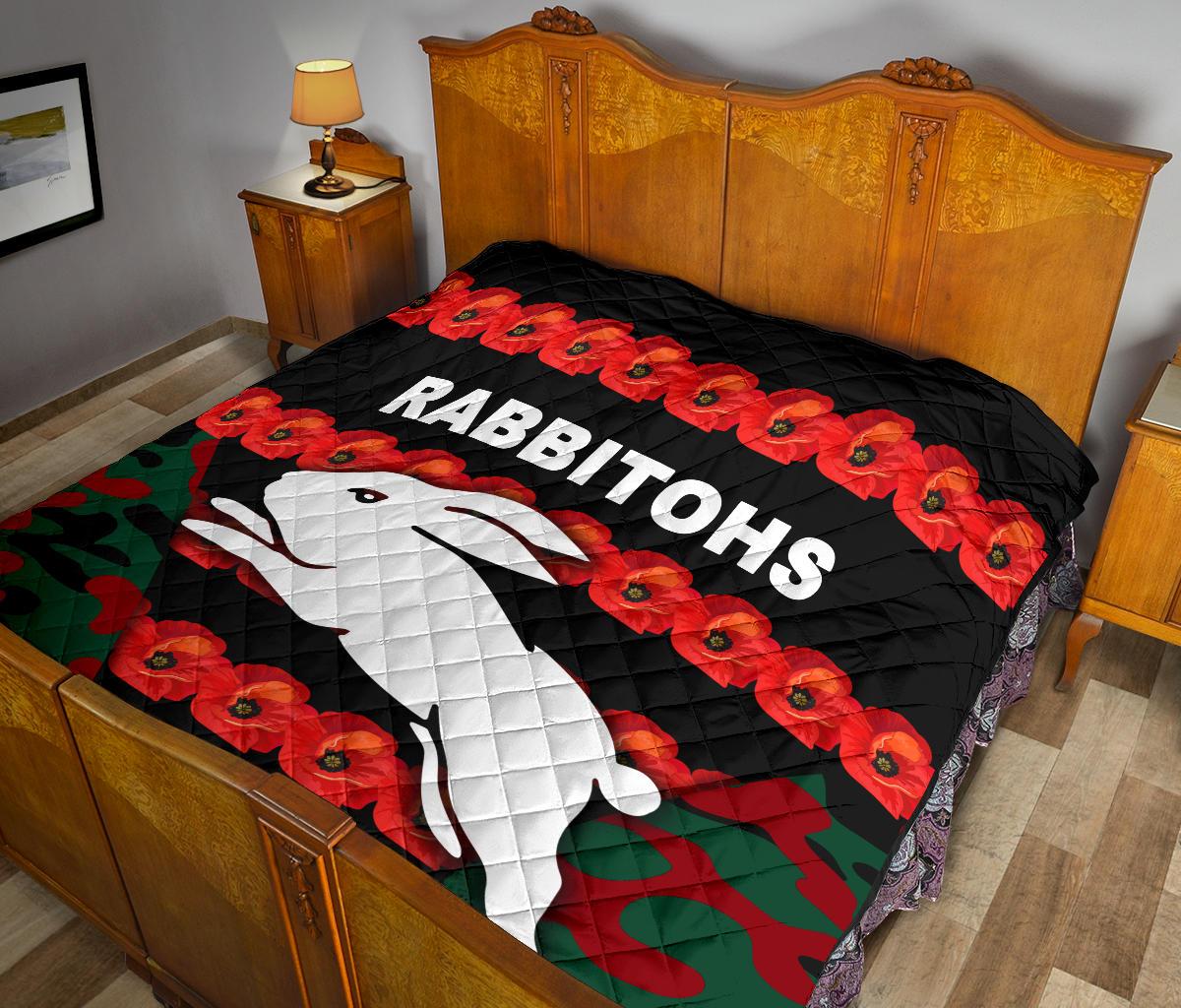 south-sydney-rabbitohs-premium-quilt-anzac-day-poppy-flower-vibes