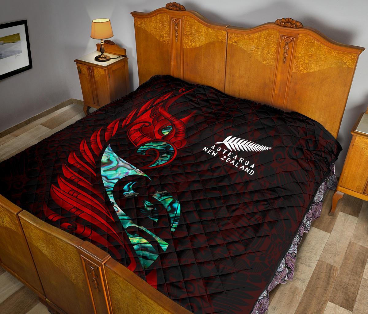 new-zealand-premium-quilt-manaia-paua-fern-wing-red