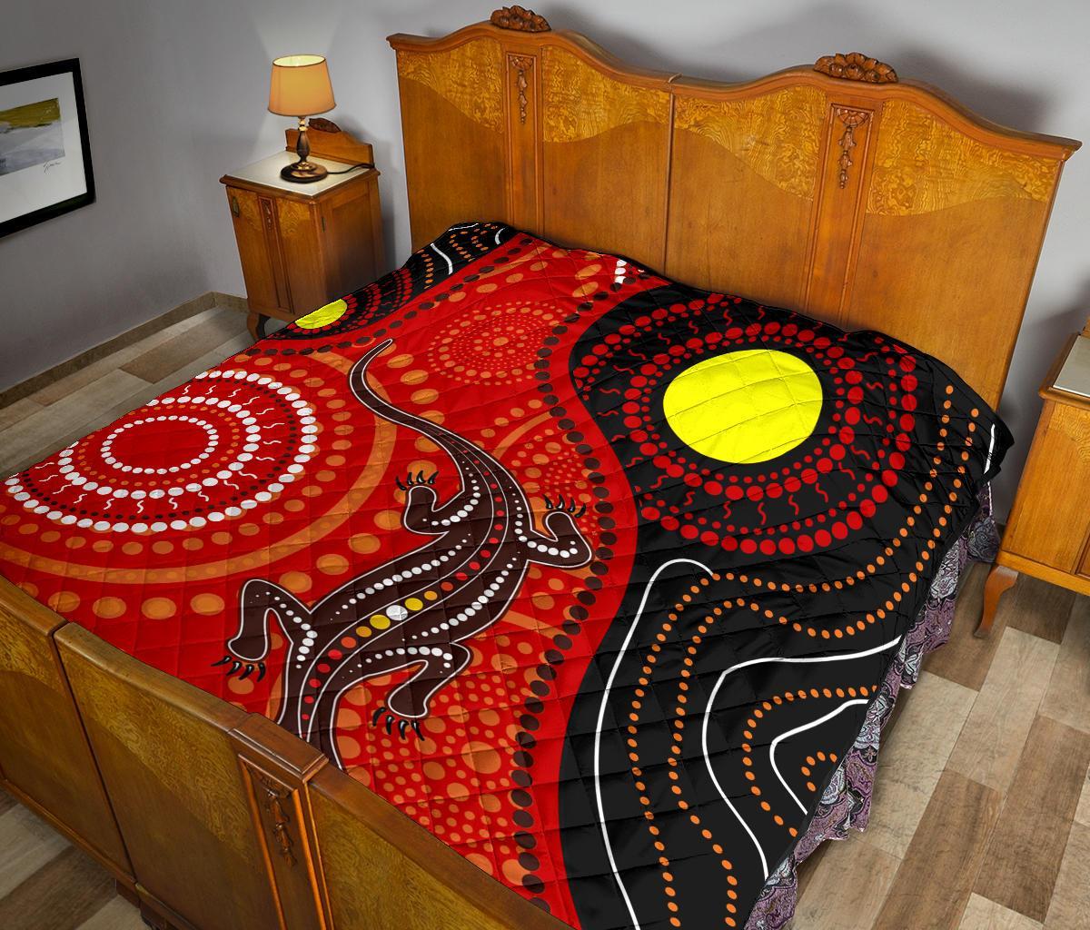 aboriginal-premium-quilt-australia-lizard-dot-painting-art