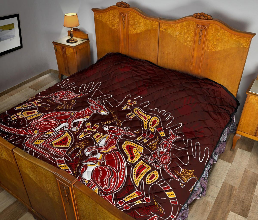 aboriginal-premium-quilt-kangaroo-family-with-hand-art