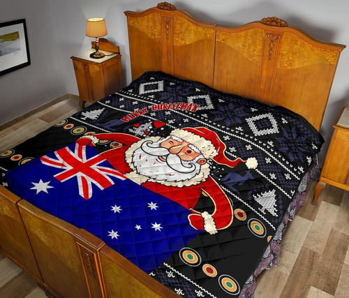 christmas-premium-quilt-australia-santa-claus-hold-the-flag-black