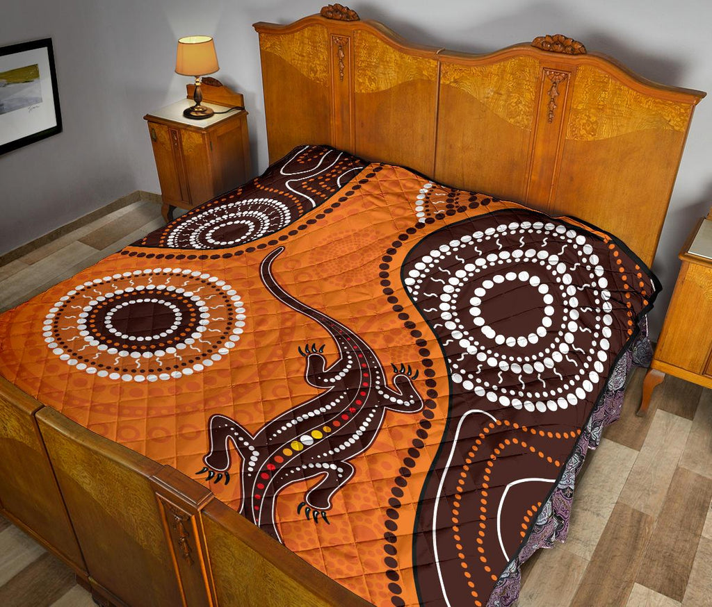 aboriginal-premium-quilt-australia-orange-lizard-aboriginal-art