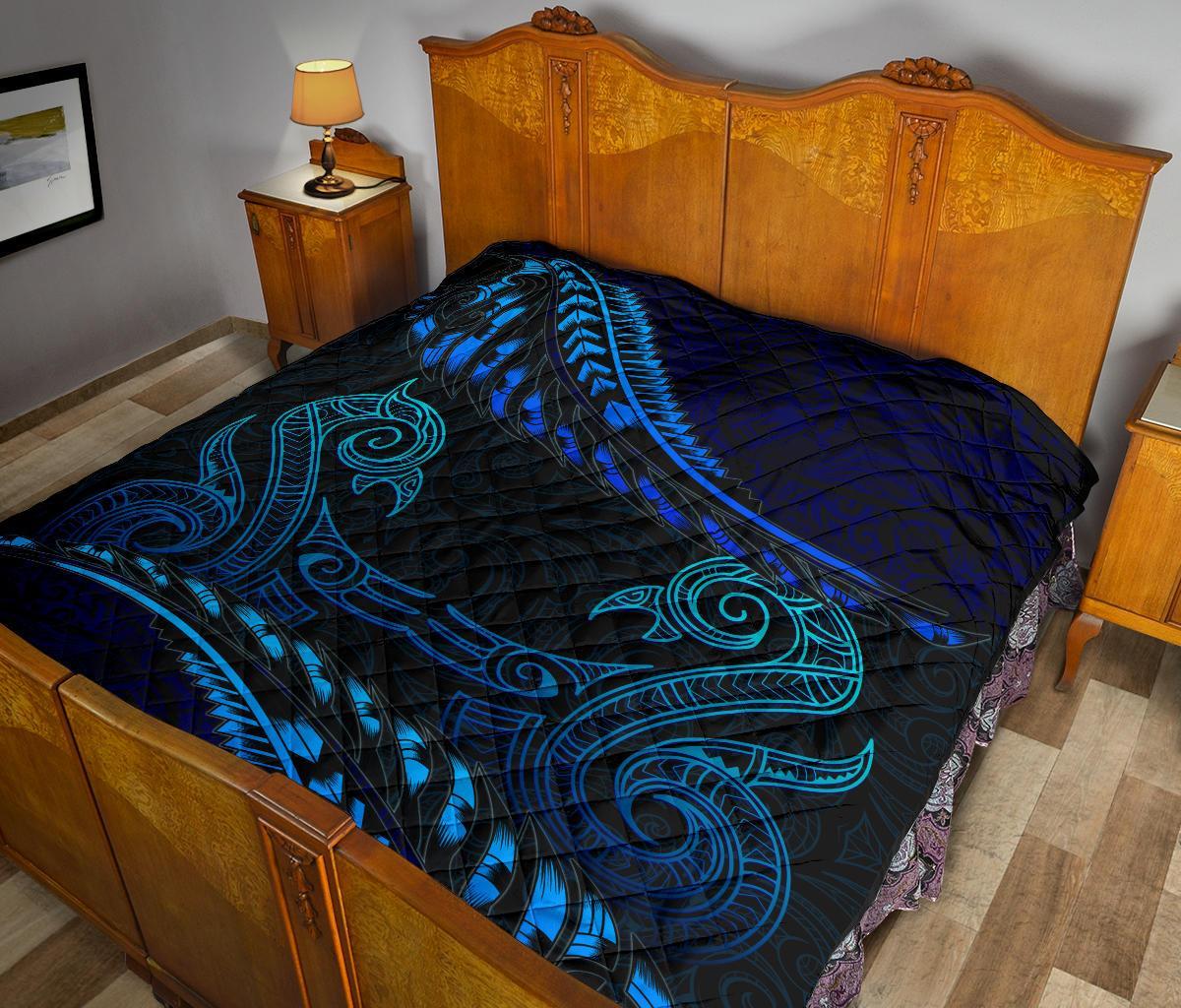 aotearoa-premium-quilt-blue-maori-manaia-with-silver-fern