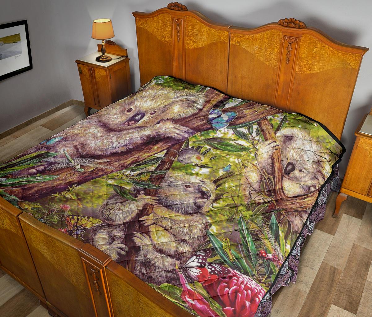 premium-quilt-3d-koala-with-waratah-flower-quilt