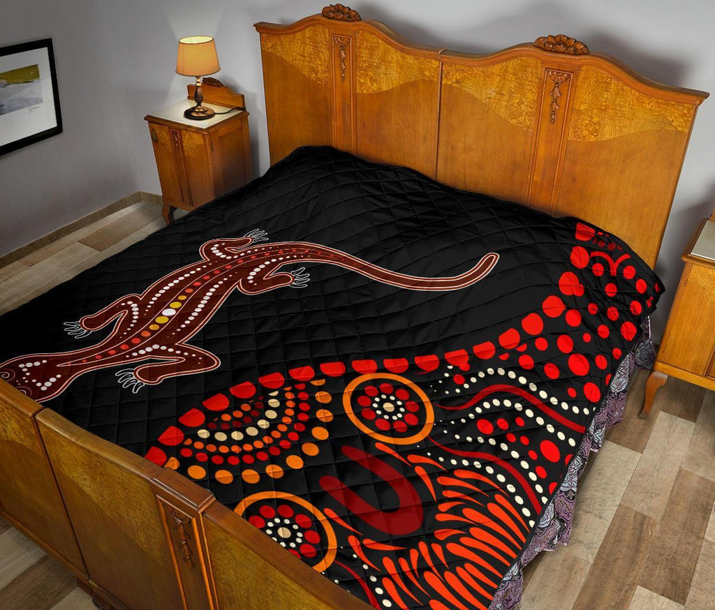 aboriginal-premium-quilt-aboriginal-lizard-with-dot-painting-pattern