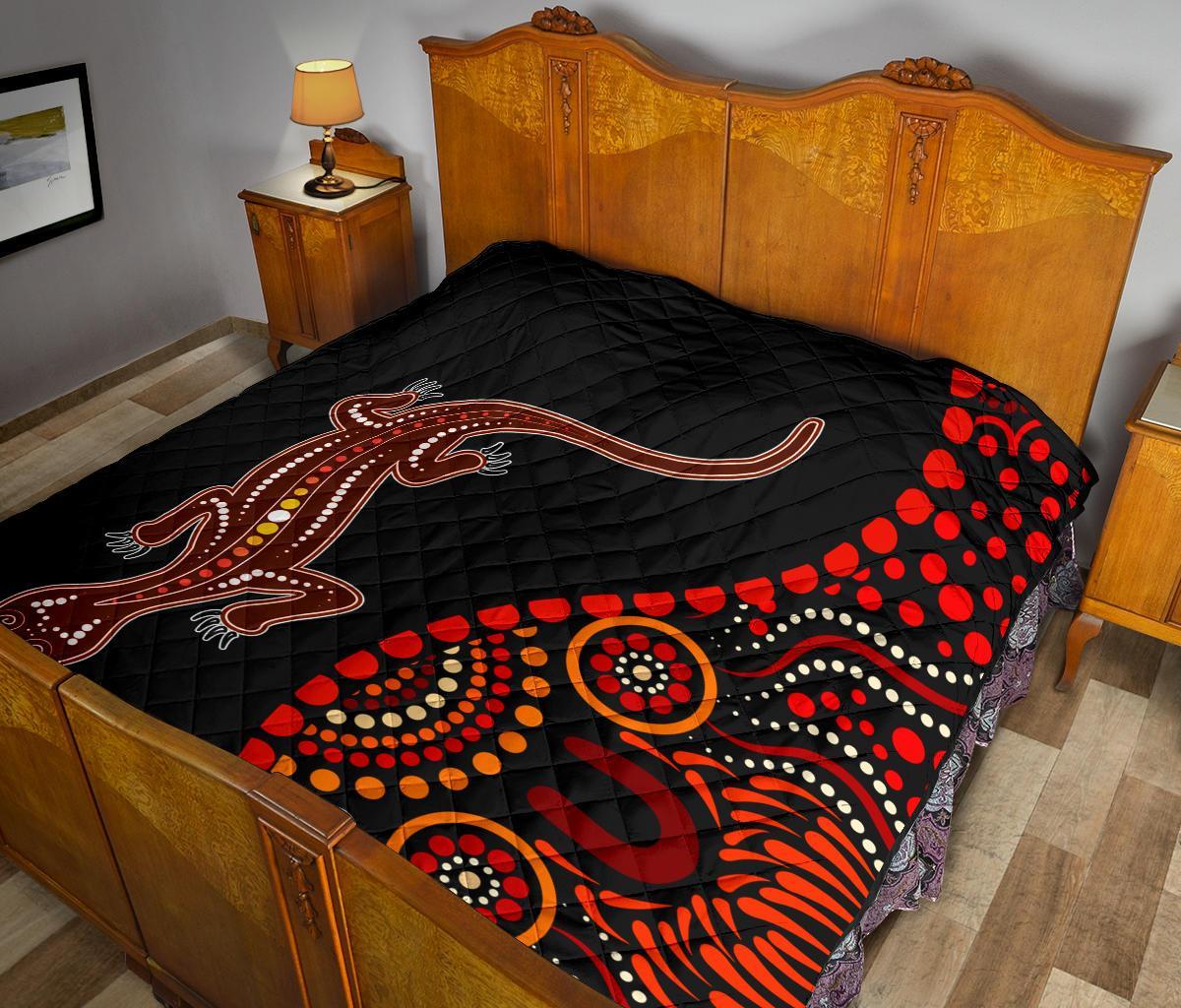 aboriginal-premium-quilt-aboriginal-lizard-with-dot-painting-pattern