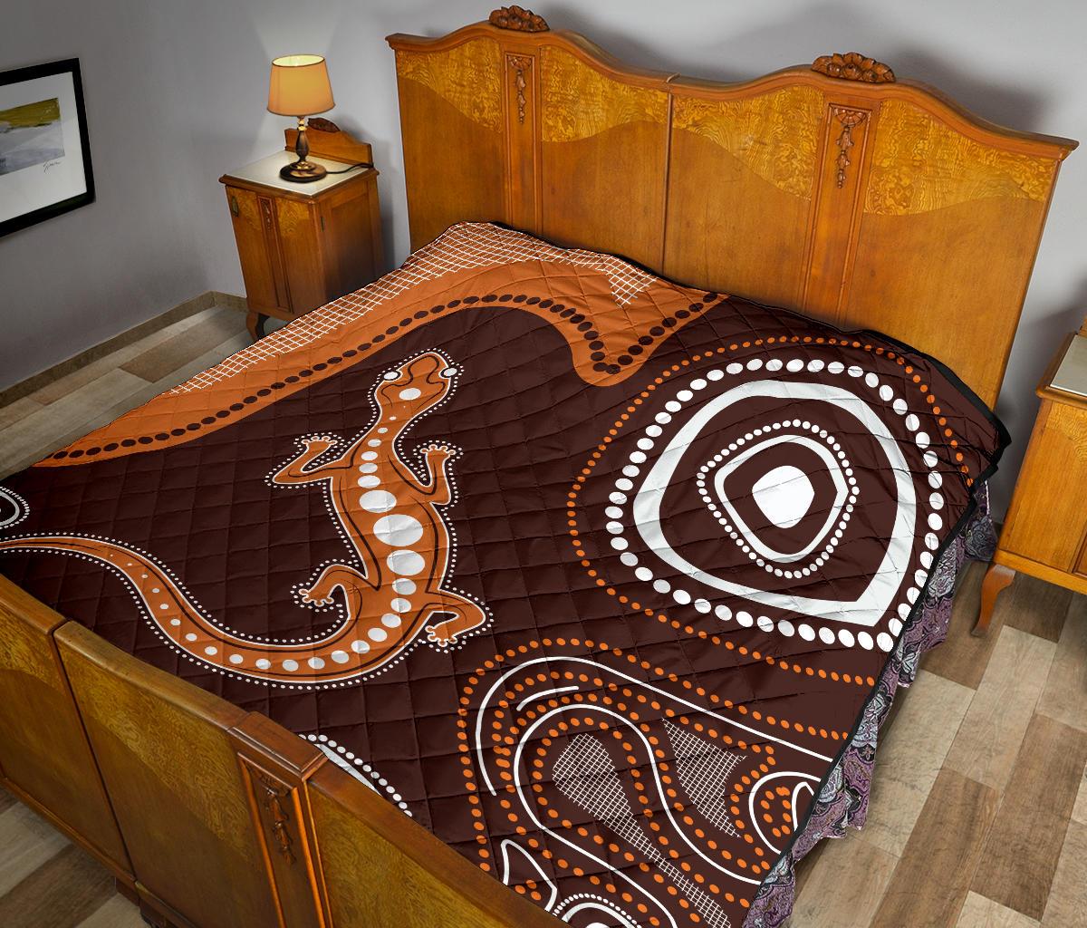 aboriginal-premium-quilt-australia-orange-lizard-aboriginal-art-1