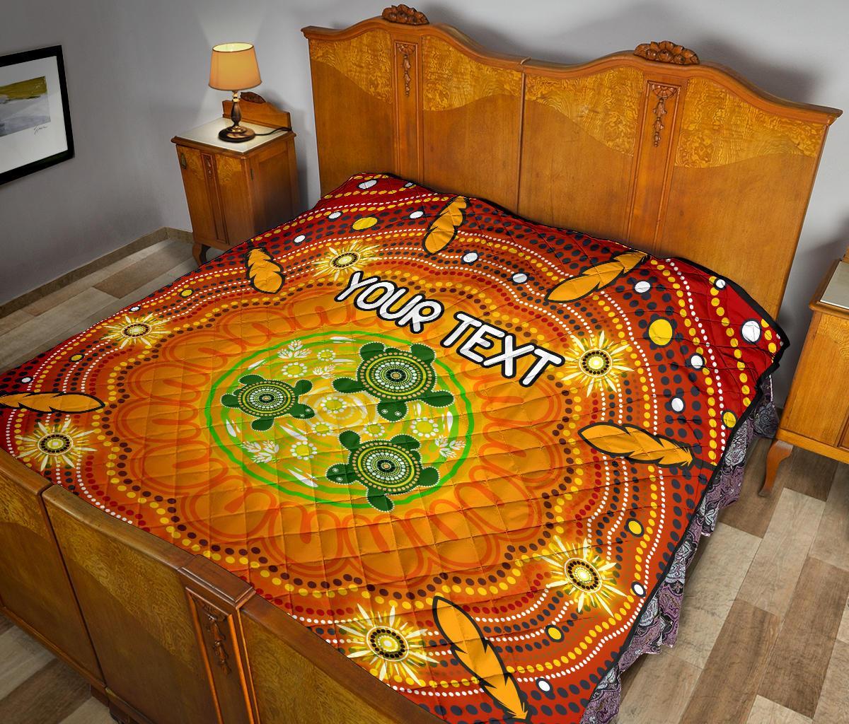 custom-text-aboriginal-premium-quilt-turtle-circle-dot-painting-art