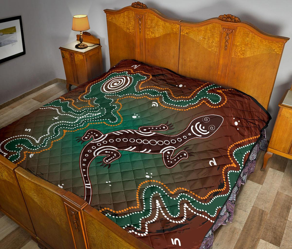 aboriginal-premium-quilt-australia-lizard-brown-dot-painting-art