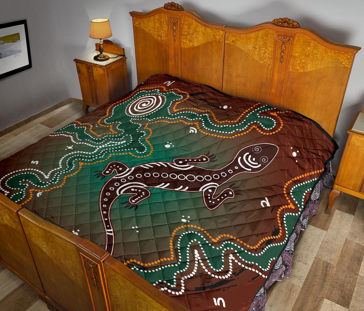 aboriginal-premium-quilt-australia-lizard-brown-dot-painting-art