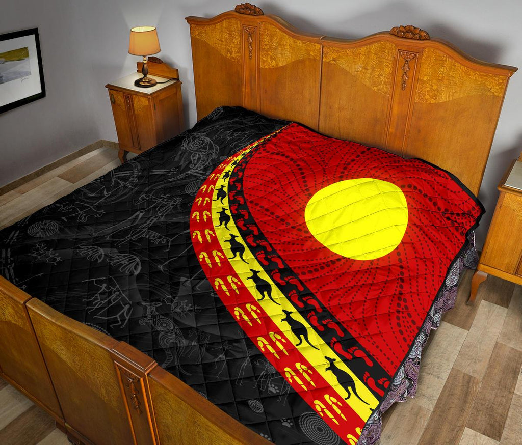aboriginal-premium-quilt-indigenous-flag-circle-dot-painting
