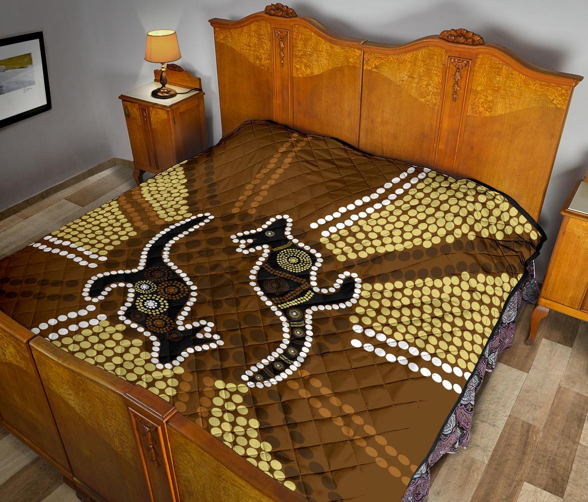 aboriginal-premium-quilt-australia-kangaroo-brown-dot-painting